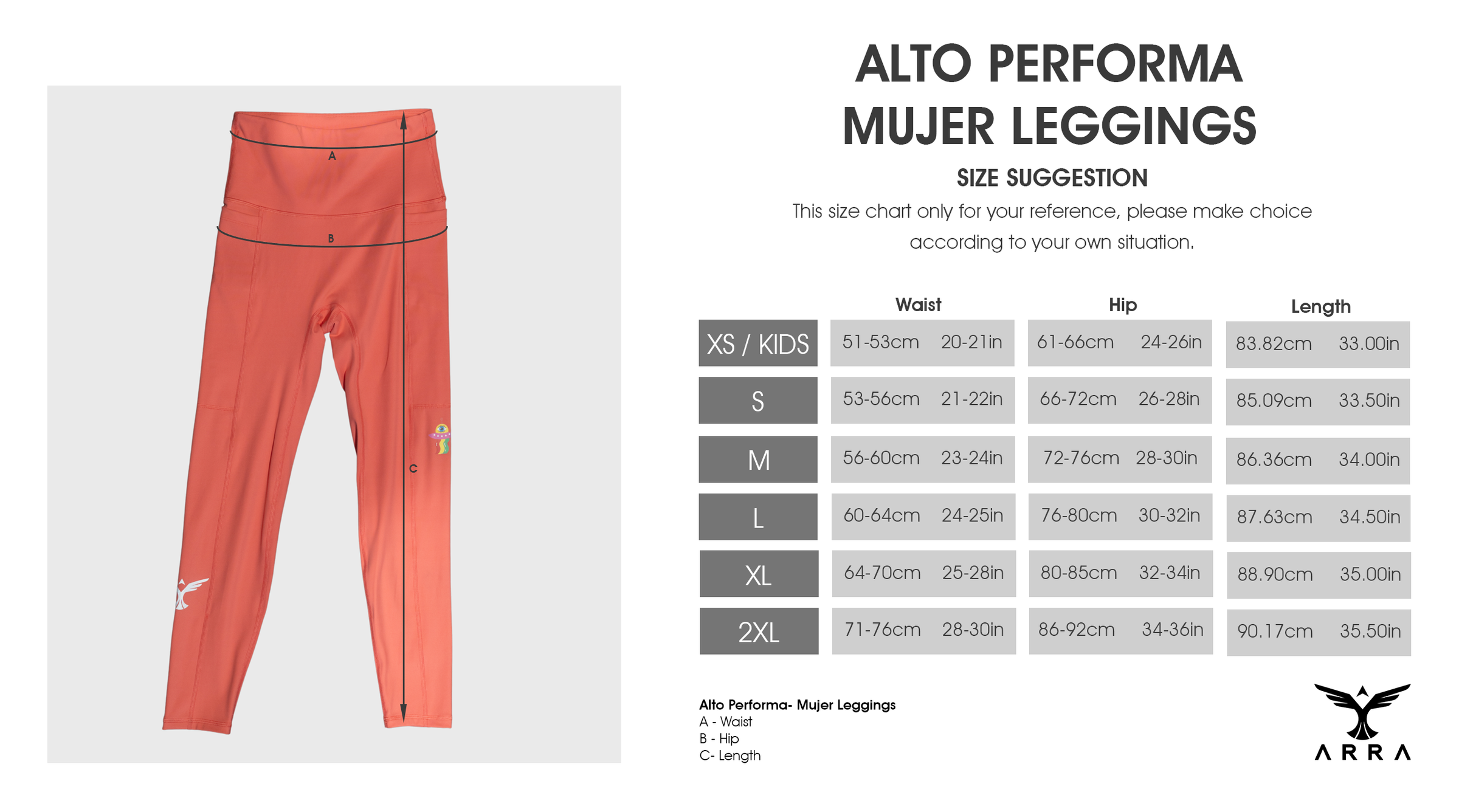 Alto Performa Leggings (Mujer) Size Guide