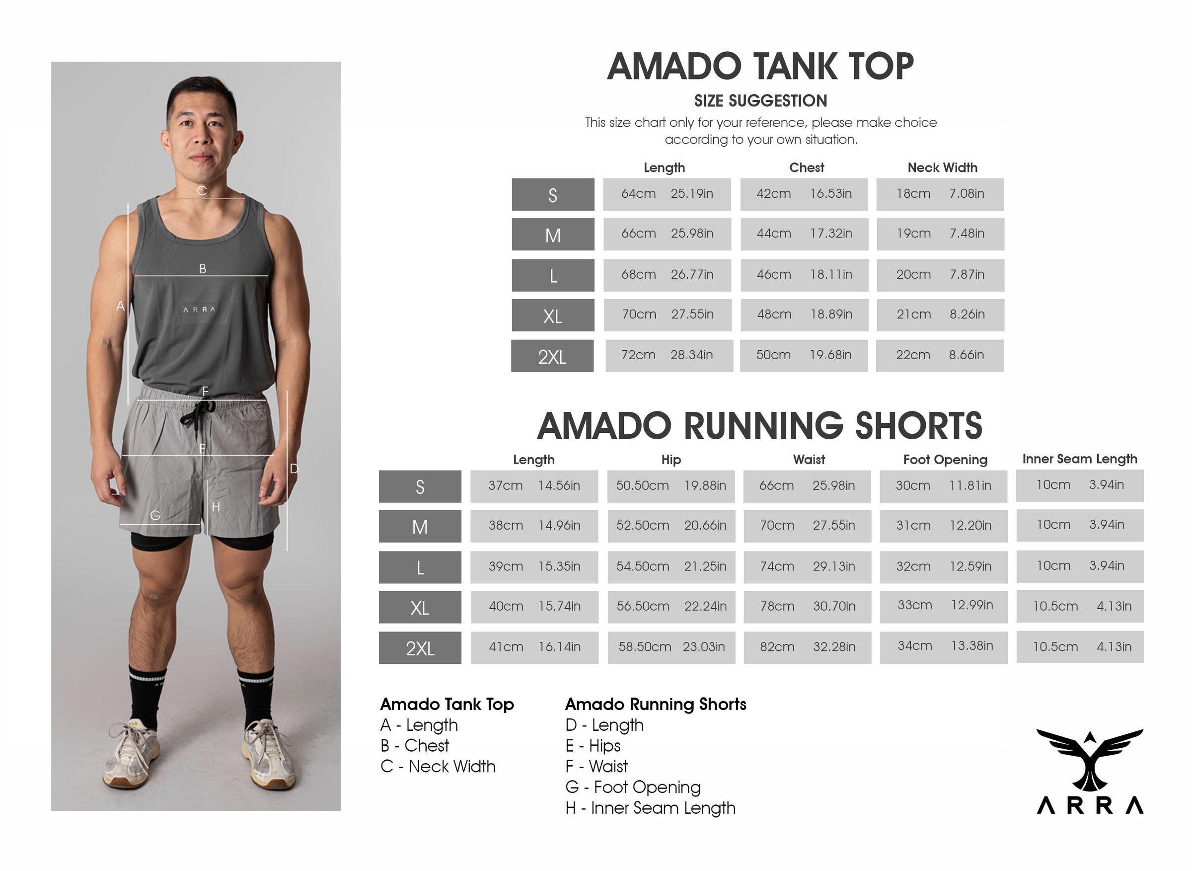 Amado Shorts Size Guide