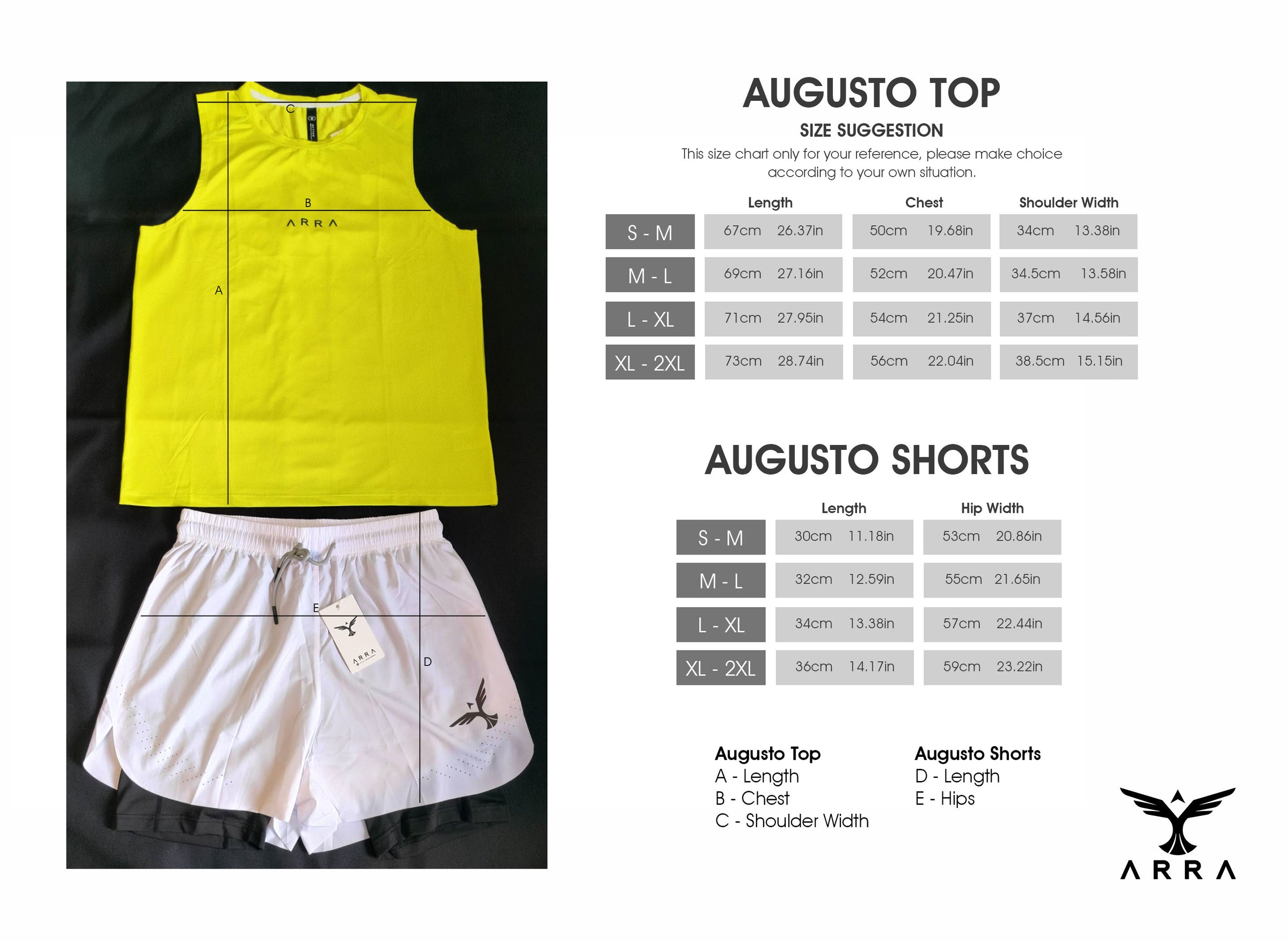 Augusto Top Size Guide
