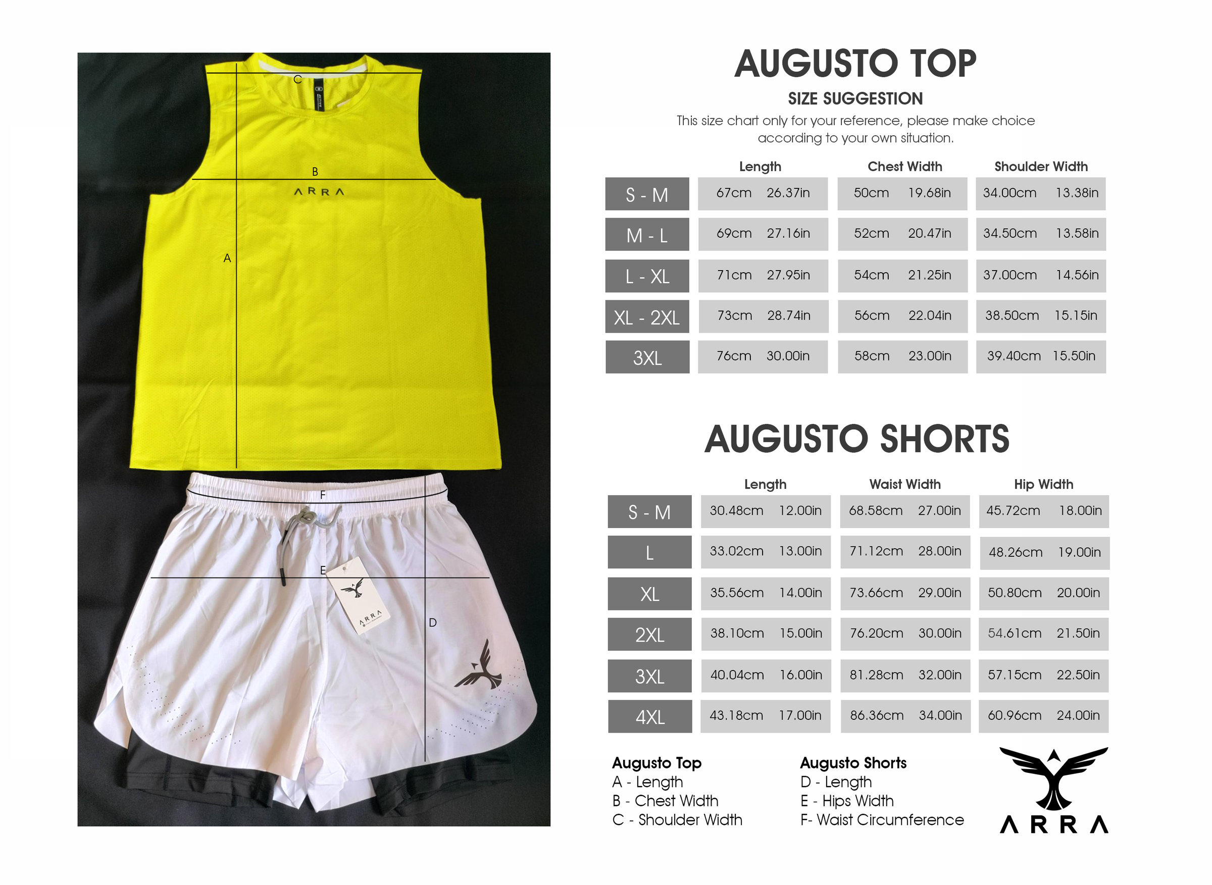 Augusto Shorts Size Guide