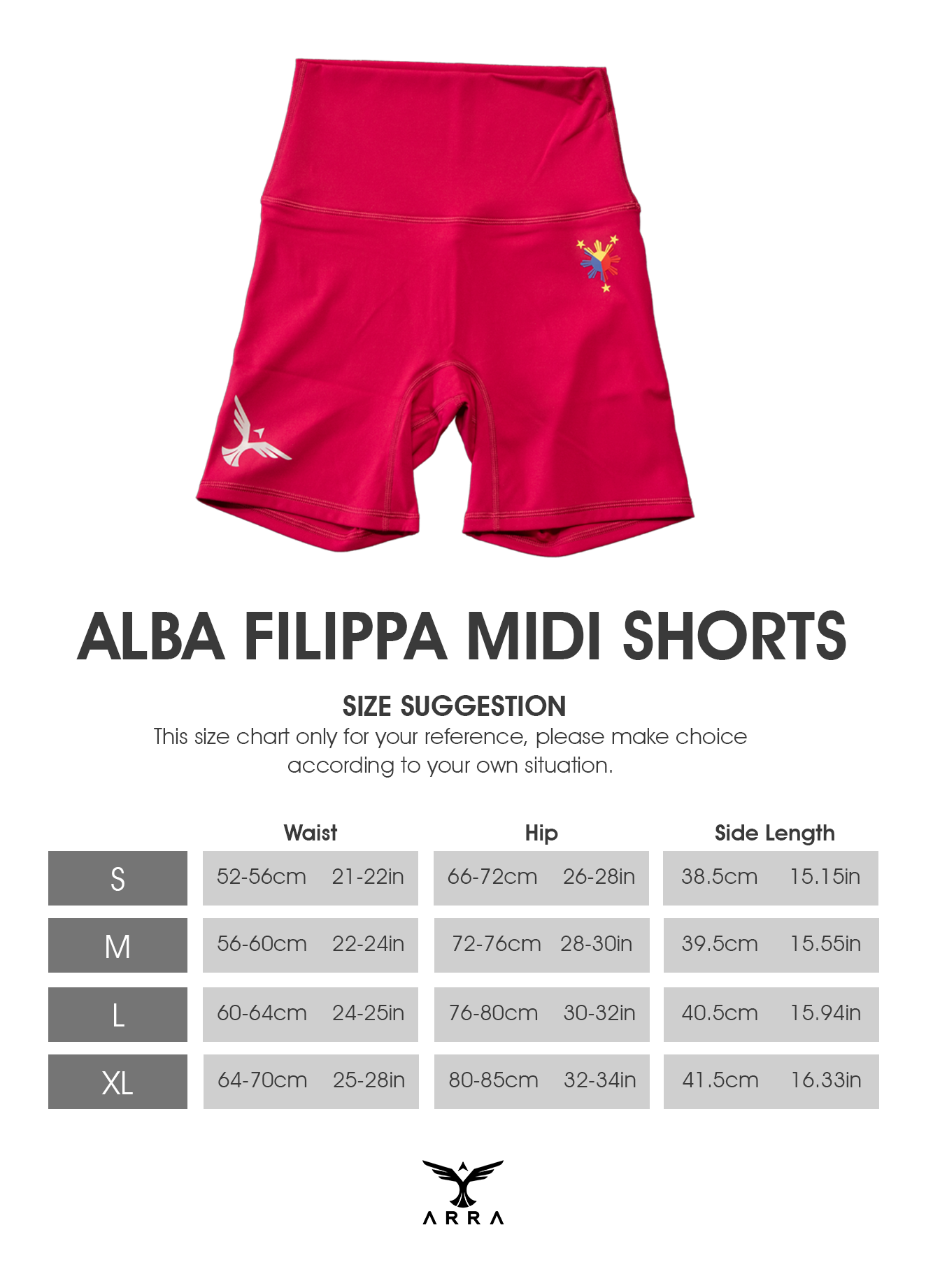 Alba Midi Shorts (Filippa Edition) Size Guide