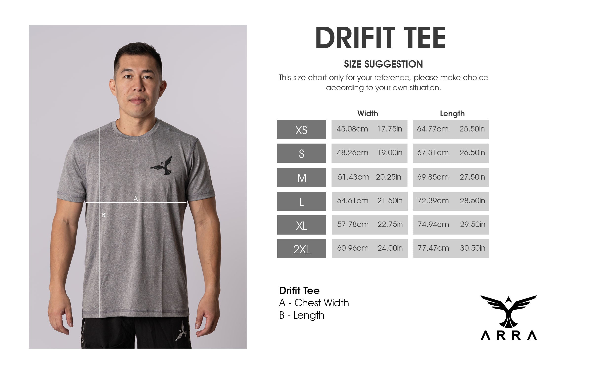 Classic Drifit Tees Size Guide