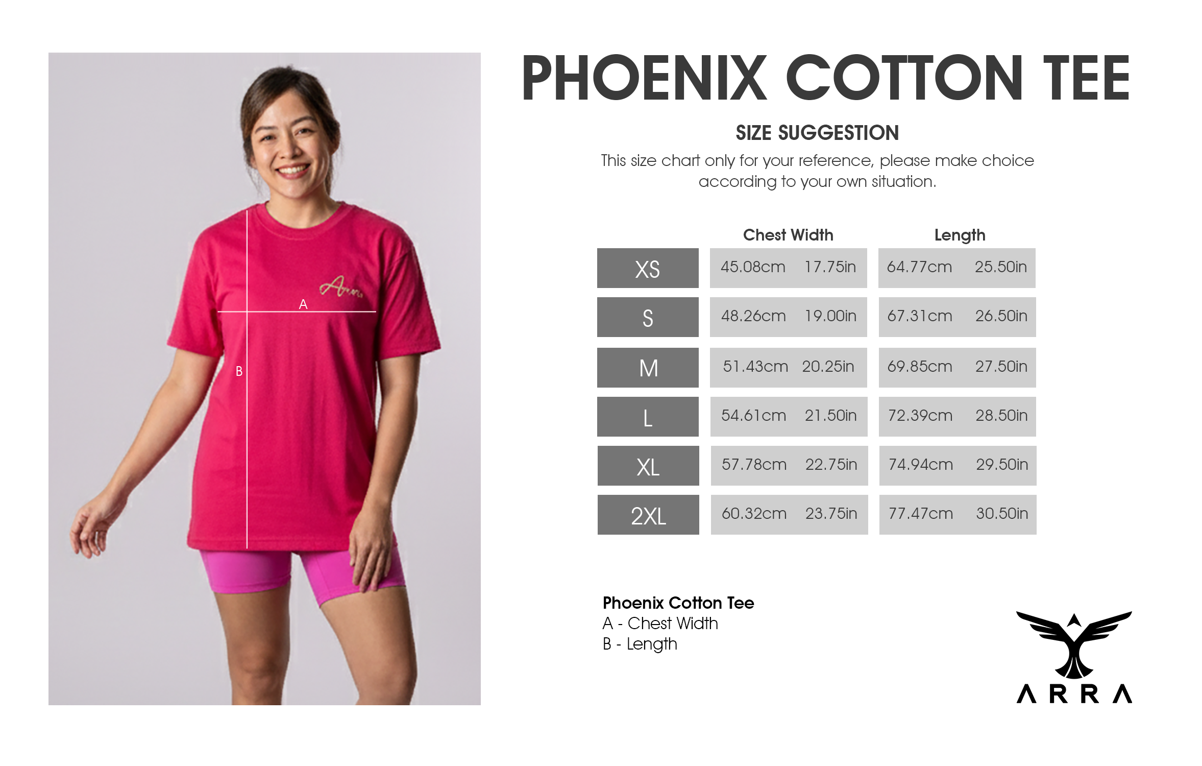 Phoenix Cotton Tees Size Guide