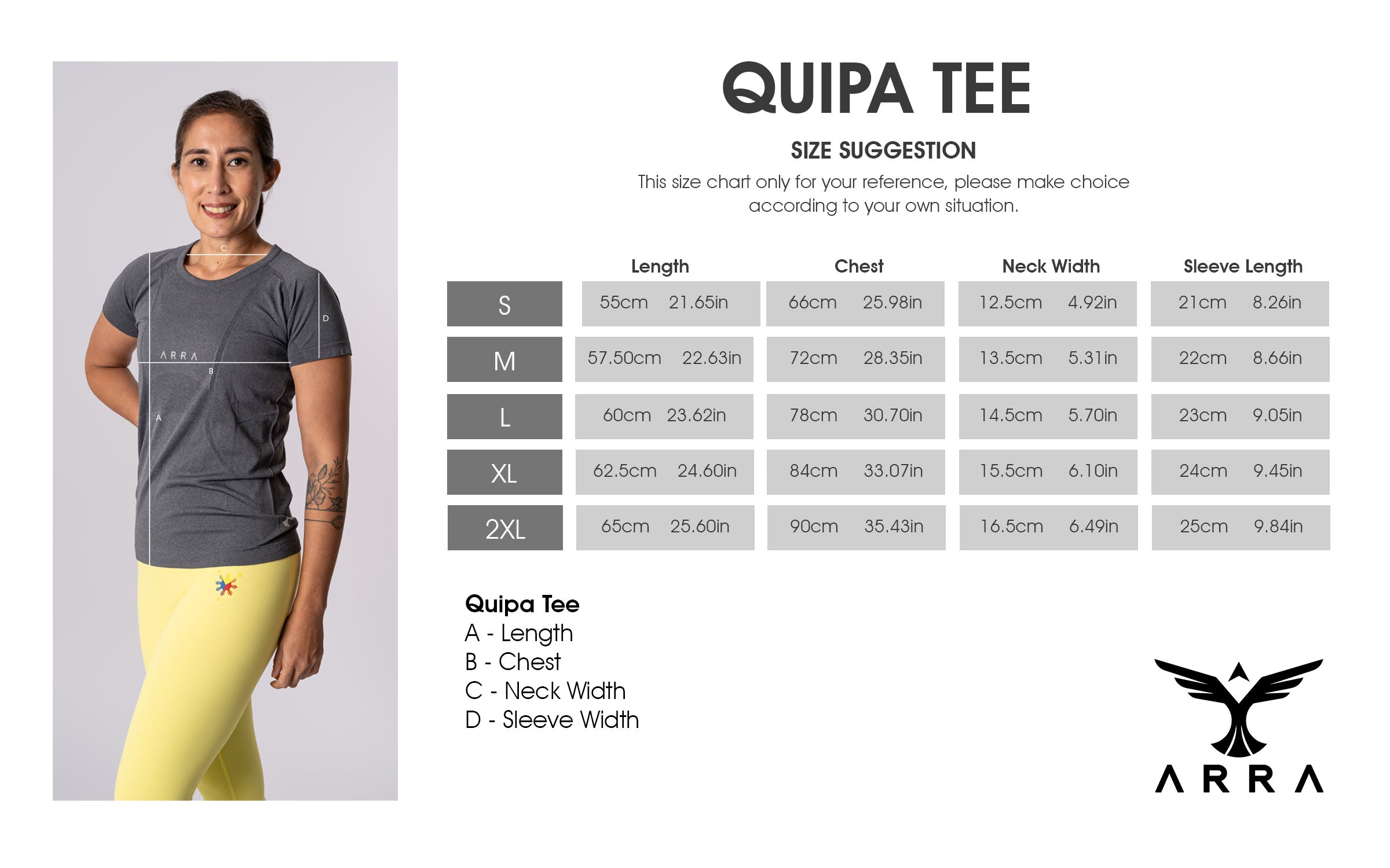 Quipa Tee Size Guide